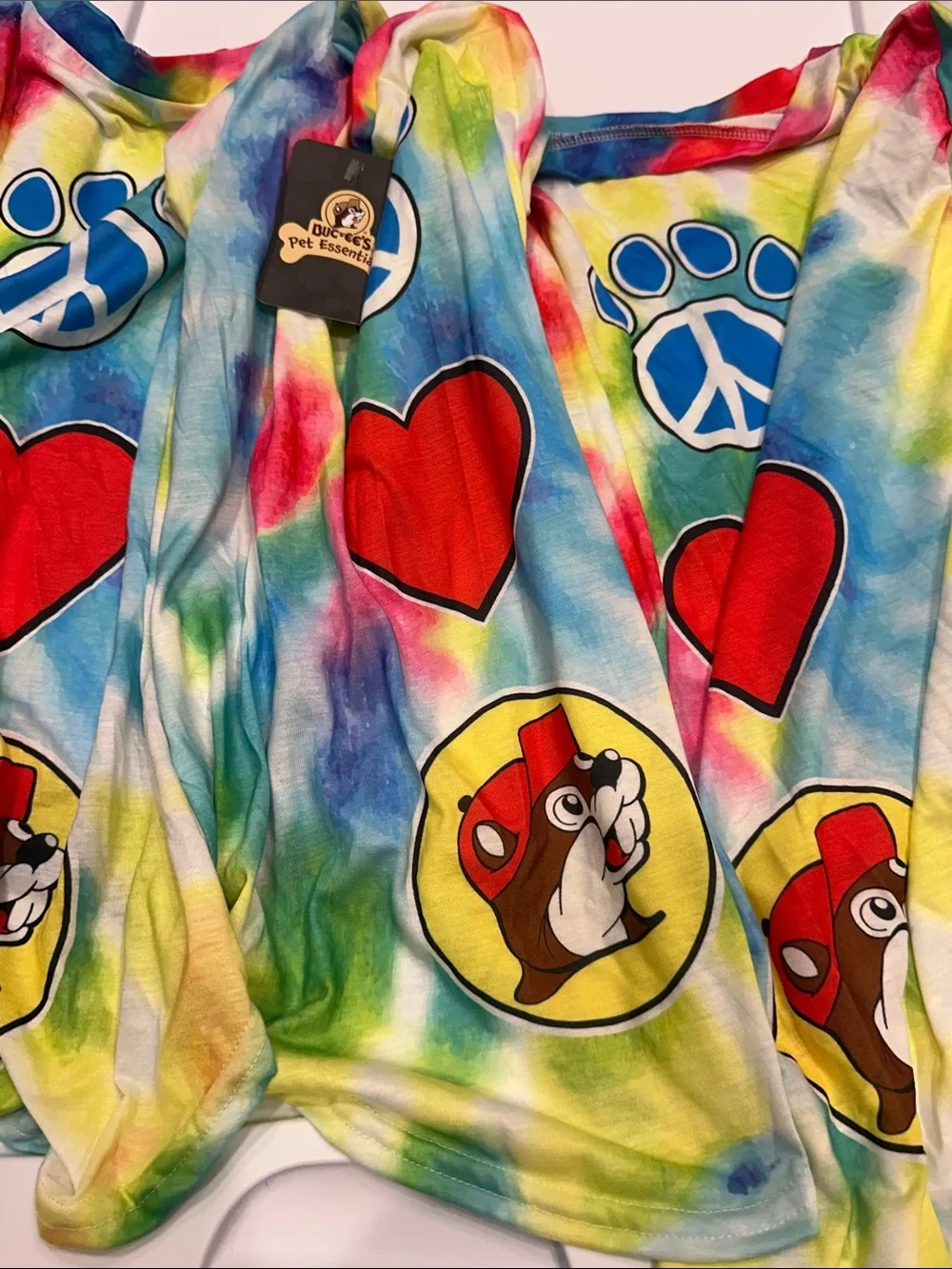 BUC-EES pet dog XL Tie-Dye Paw peace love heart Graphic Tee shirt lot set 3 new